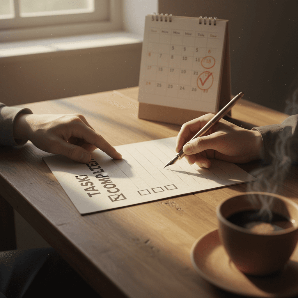 Project timeline and completion checklist